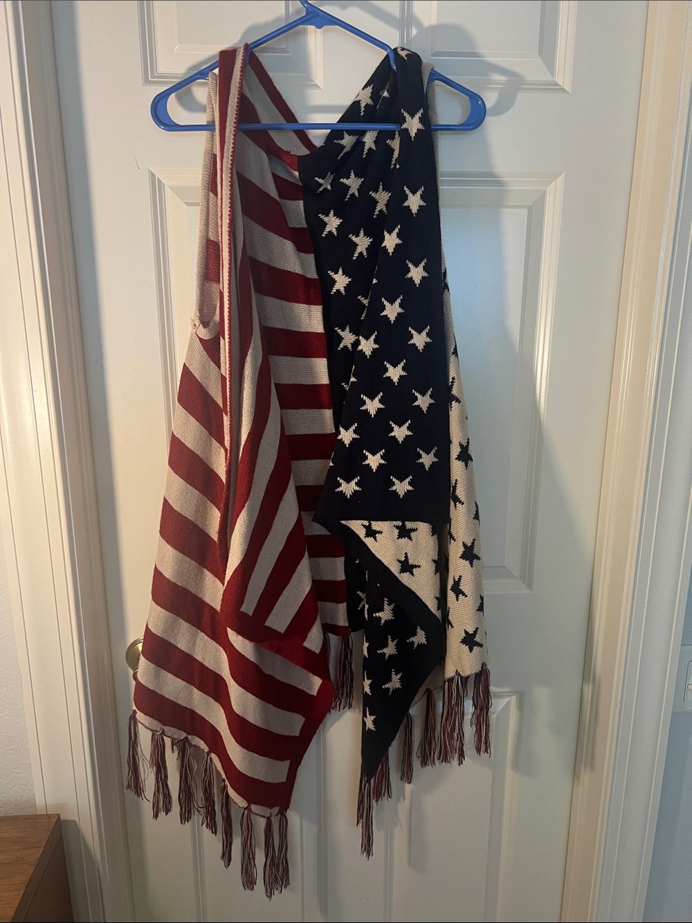 Patriotic Star & Stripe Knit Cardigan Wrap - Red, White & Blue